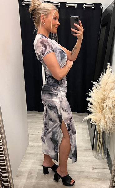 Freya mesh dress - white black