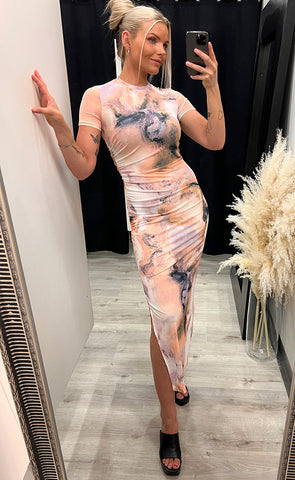 Freya mesh dress - white apricot