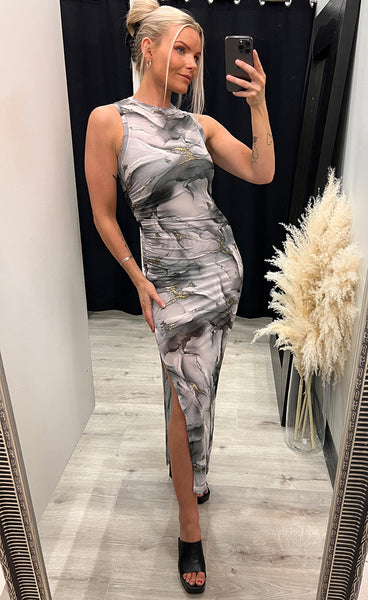 Fanney mesh dress - grey/gold