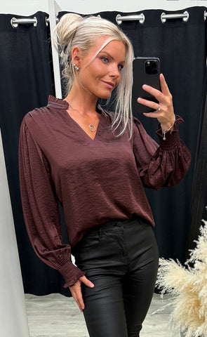 Moe satin blouse - bordeaux