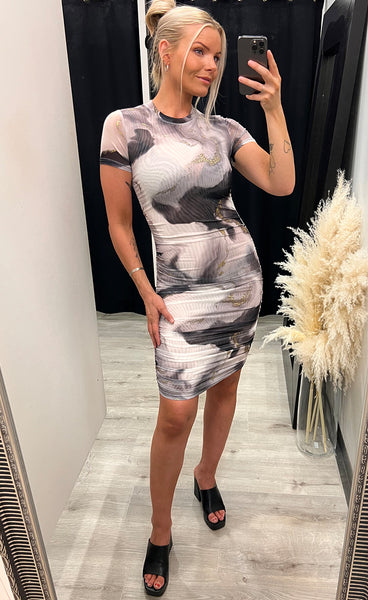 Eva dress - grey/gold