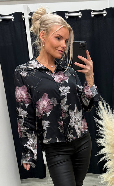 NÜ Fleur blouse - black mix