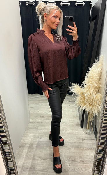 Moe satin blouse - bordeaux
