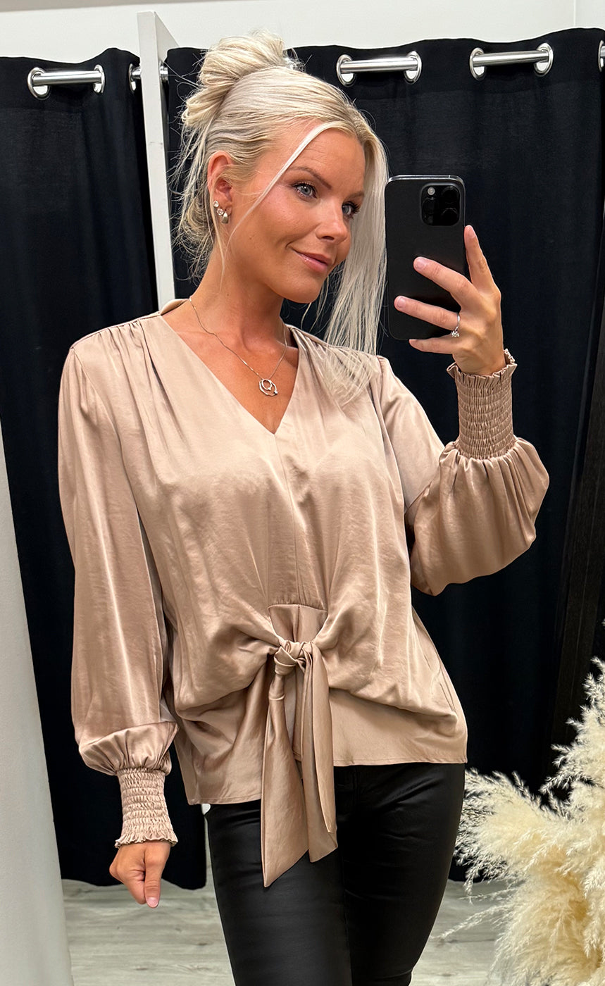 Karina satin blouse - sand