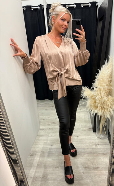 Karina satin blouse - sand