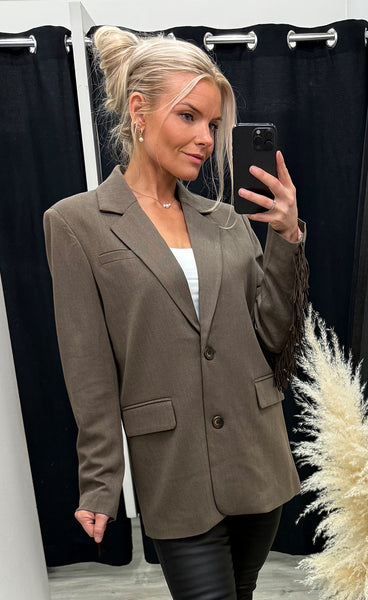 NÜMPH Nulippa fringe blazer - chocolate plum