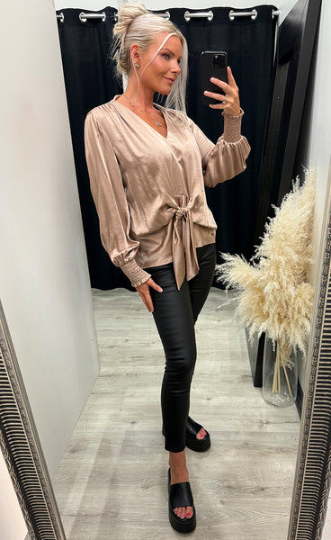 Karina satin blouse - sand