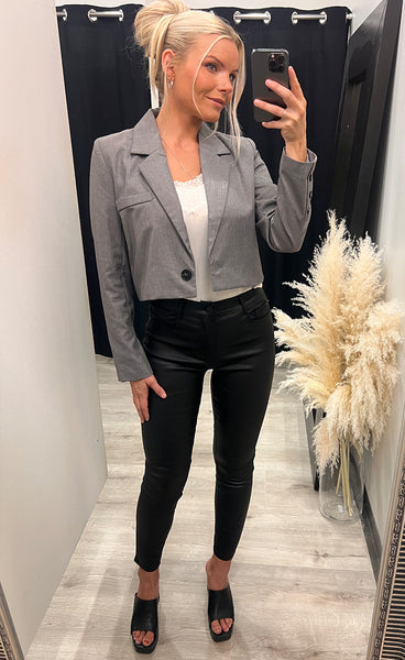 Alexandra cropped blazer - grey