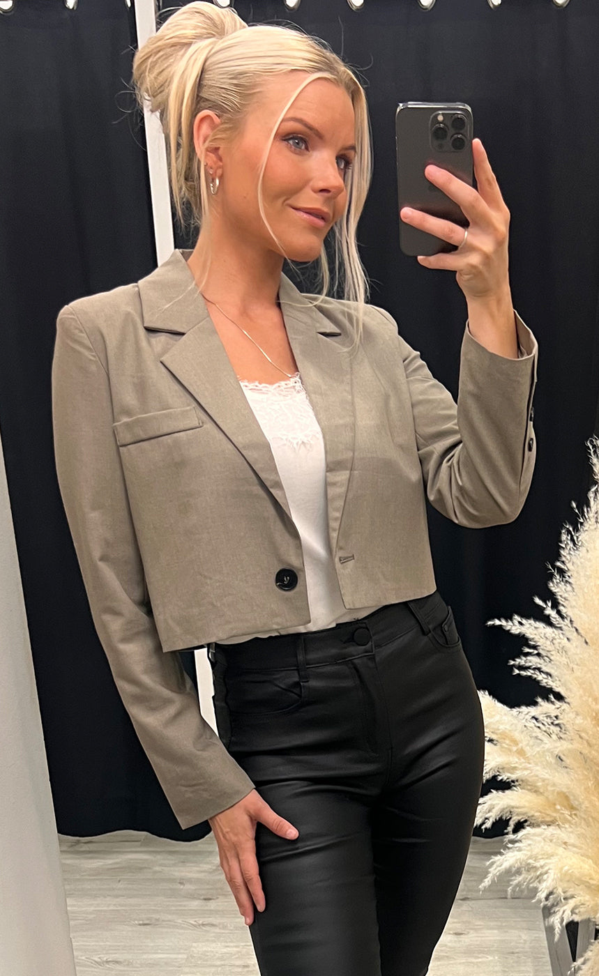 Alexandra cropped blazer - taupe