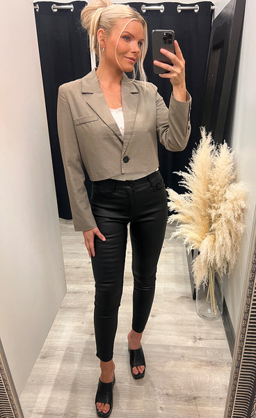 Alexandra cropped blazer - taupe