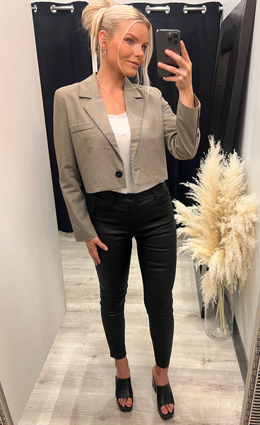 Alexandra cropped blazer - taupe