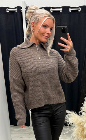 Lesia knit - timber wolf melange