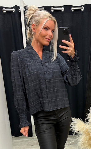 Iben blouse - dark grey check