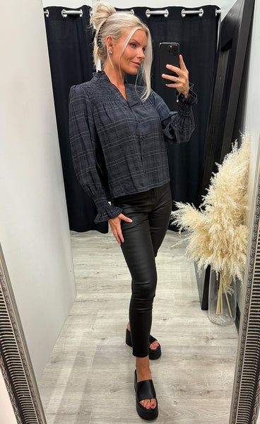Iben blouse - dark grey check