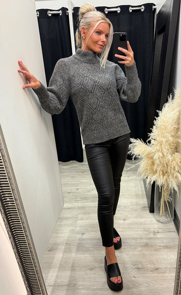 Shaila high neck pullover - alloy melange