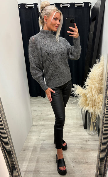 Shaila high neck pullover - alloy melange