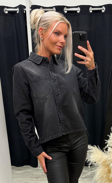 Caren lurex shirt - black denim