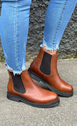 Ökklaskór 13176 LEATHER - cognac