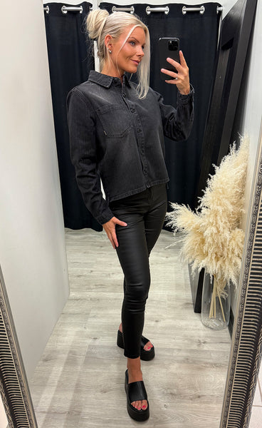 Caren lurex shirt - black denim