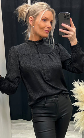 Asta jaquard blouse - black