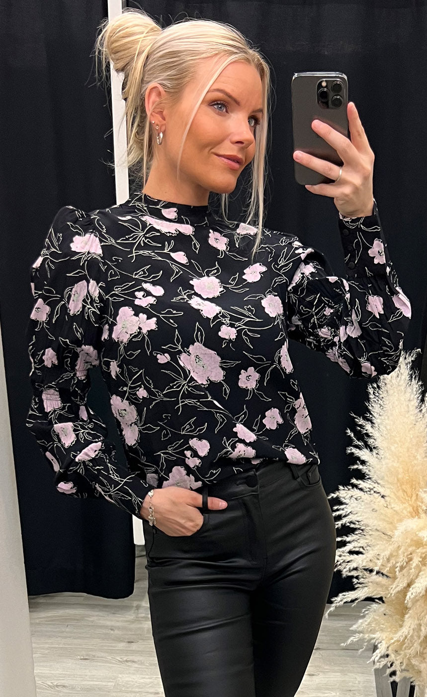 Lorina morocco blouse - black flower