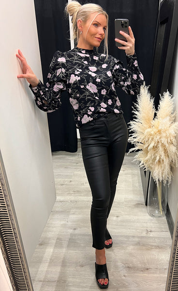 Lorina morocco blouse - black flower