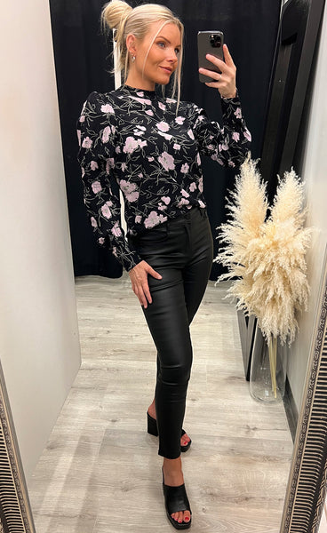 Lorina morocco blouse - black flower