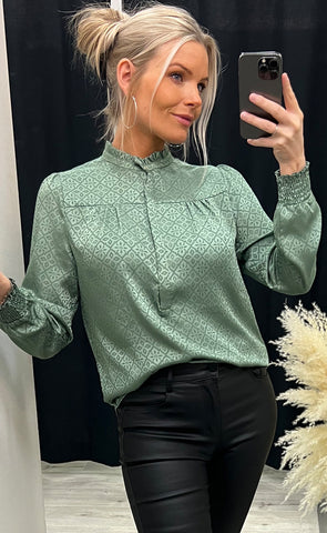 Asta jaquard blouse - green