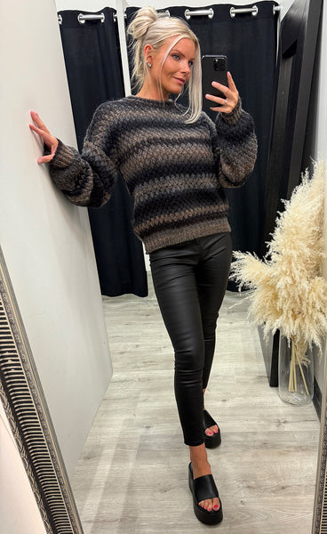 Gio knit sweater - brown grey mix