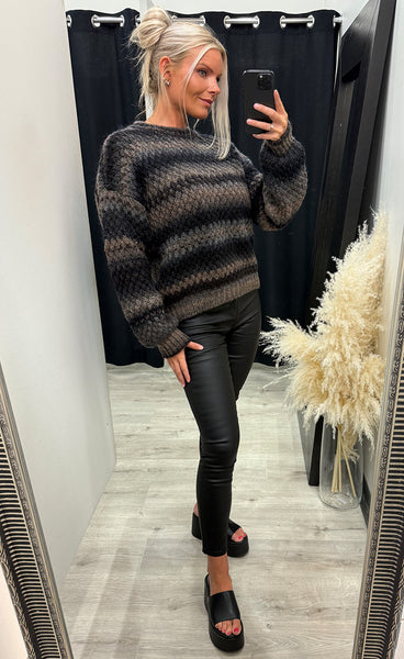 Gio knit sweater - brown grey mix