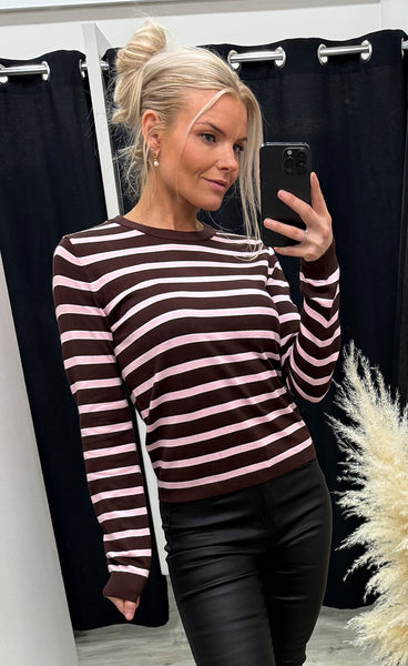 NOELLA N-Muna ls shirt - dannia blush chocolate stripe