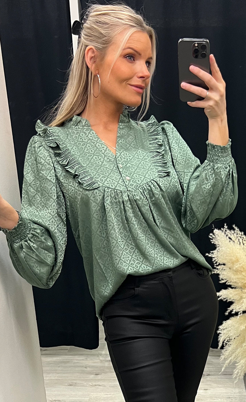 Silke blouse - green print