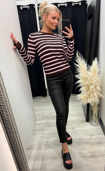 NOELLA N-Muna ls shirt - dannia blush chocolate stripe