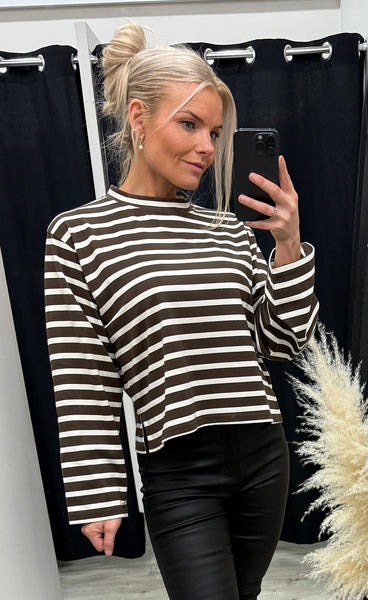 NOELLA N-Maple ls t-shirt - eton brown ivory stripe