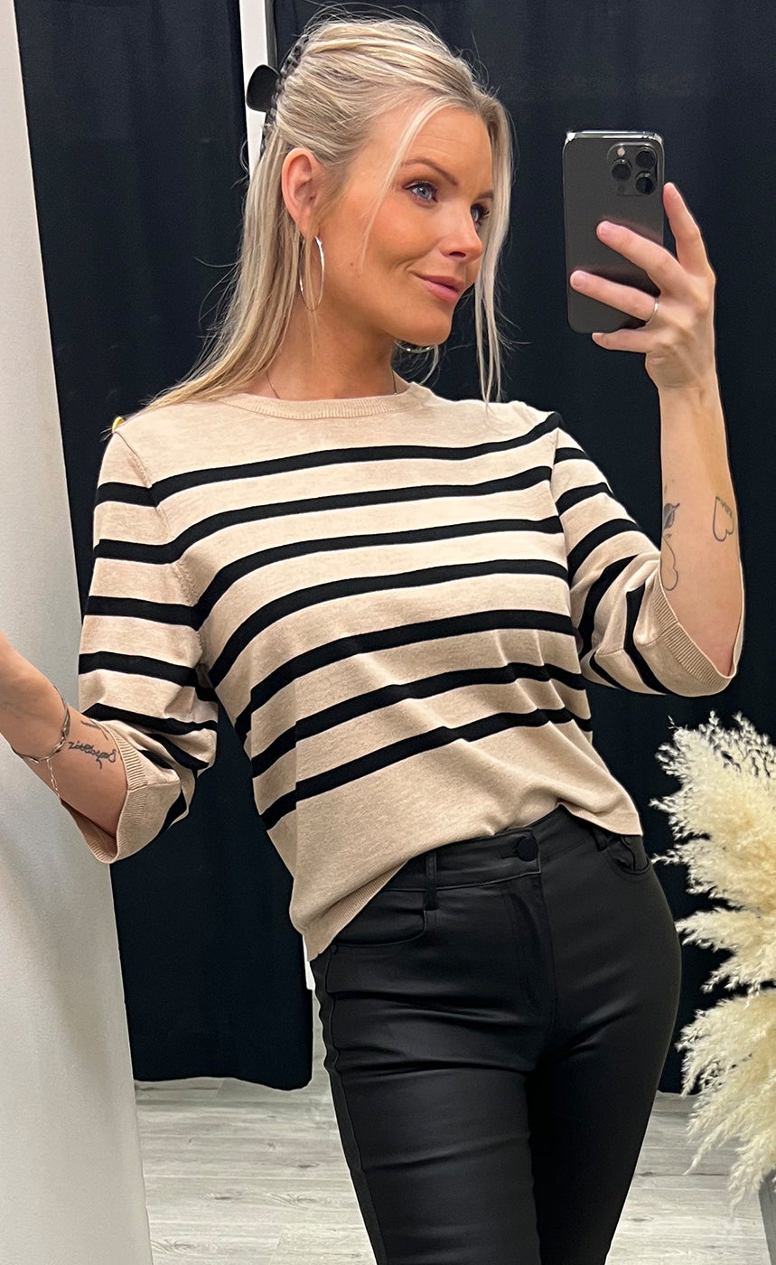 Mila stripe pullover - sand/black