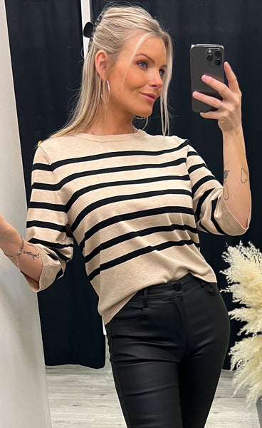 Mila stripe pullover - sand/black