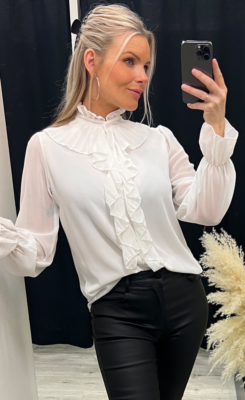 Ruffle blouse - antique white