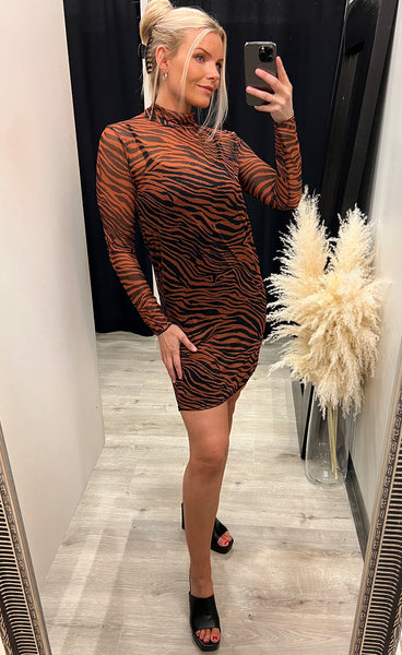 Camilla mesh kjóll - zebra/rust