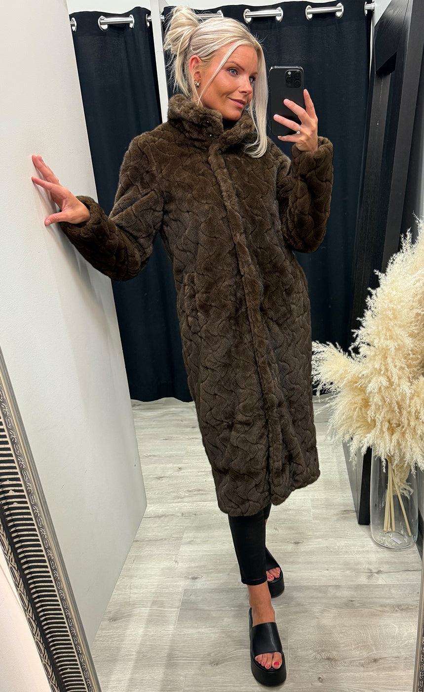 Nuzitta fake fur coat - black coffee