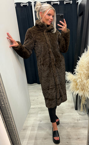 Nuzitta fake fur coat - black coffee