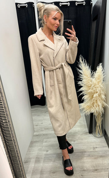 b.young Abonnet long coat - humus melange