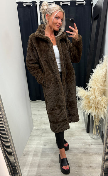 Nuzitta fake fur coat - black coffee