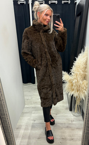 Nuzitta fake fur coat - black coffee
