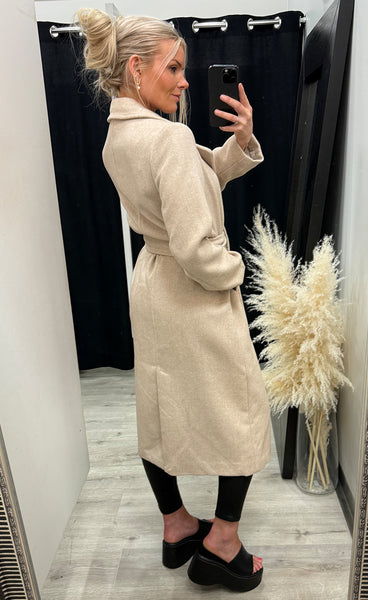 b.young Abonnet long coat - humus melange
