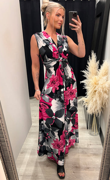 Olena dress - grey/fuchsia