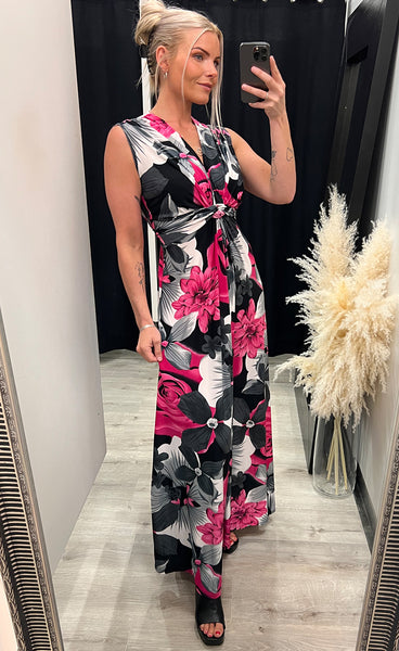 Olena dress - grey/fuchsia