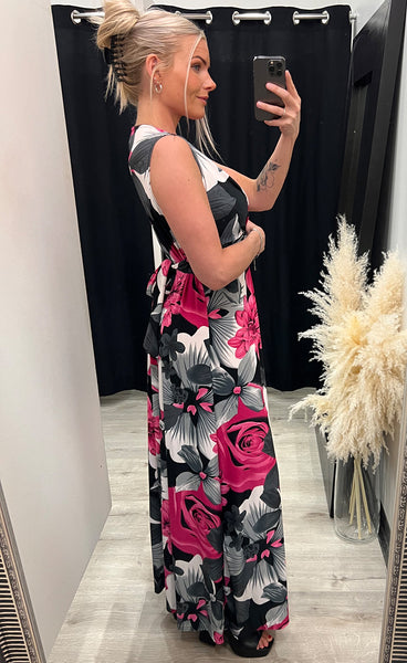 Olena dress - grey/fuchsia