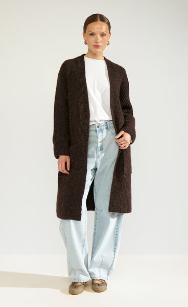 NÜMPH Nuzindi long cardigan - black coffee