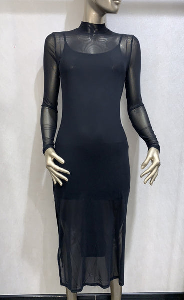 Lara mesh dress - black