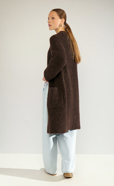 NÜMPH Nuzindi long cardigan - black coffee